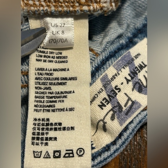 Free People We The Free Denim Skirt Breezy Button Fly, size 27 light wash blue - Picture 13 of 16